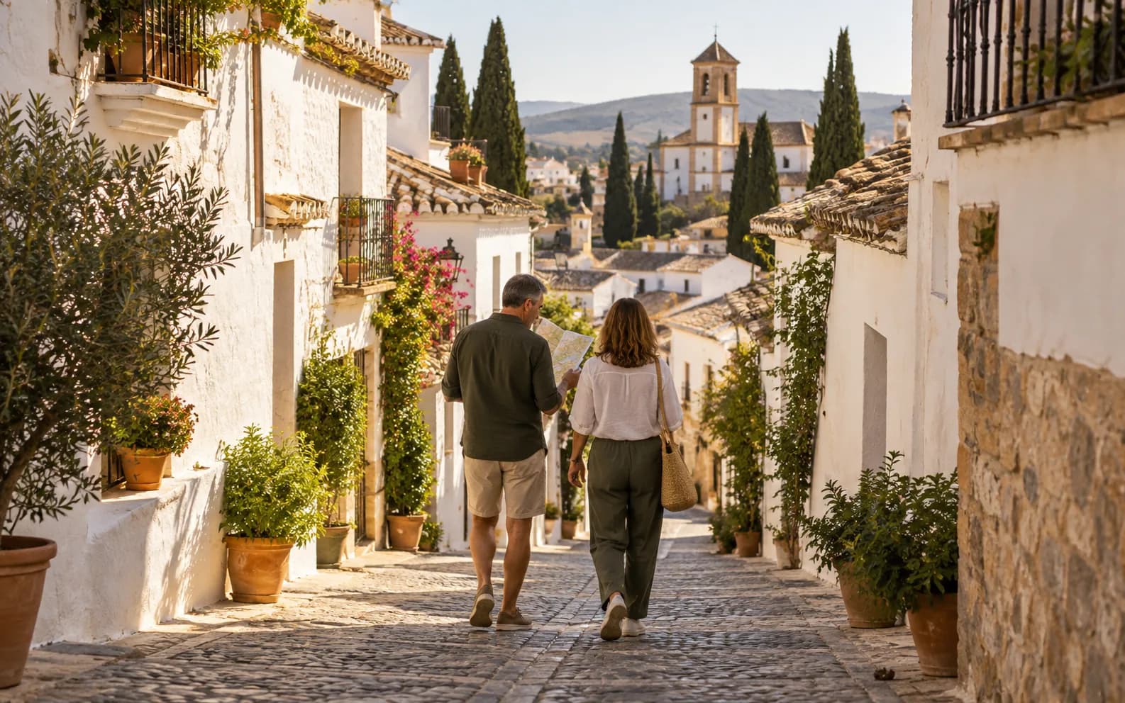 Illustration: a white village in Spain